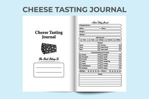 Cheese-tasting interior of a notebook. Cheese texture and taste checker interior. Interior of a journal. Dairy products characteristics and source tracker journal template. Cheese quality notebook. vector