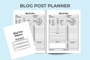 Blog post planner logbook interior. Social media blog writer notebook and scheduling tracker interior. Interior of a journal. Blog post planner and keyword notebook template. vector