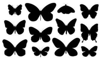 conjunto de silueta de mariposas. ilustración vectorial vector
