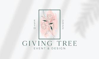 logotipo dibujado a mano con elementos florales botánicos con flores silvestres y hojas. logo para spa y salón de belleza, boutique, tienda orgánica, boda, diseñador floral, interior, fotografía, cosmética. vector