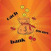 money bag banking background pop art style vector