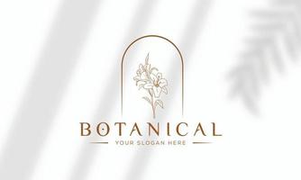 Botanical Floral element Hand Drawn Logo with Wild Flower and Leaves. Logo for spa and beauty salon, boutique, organic shop, wedding, floral designer, interior, photography, cosmetic. vector