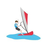 Water Skiing Flat Color Icon vector