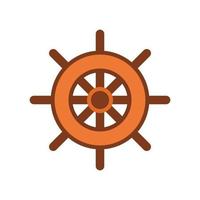 Boat's Wheel Flat Color Icon vector