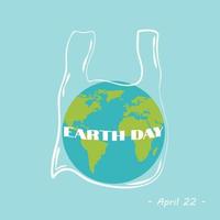 concepto de contaminación global. día de la tierra- estamos destrozando el planeta tierra. globo terráqueo en bolsa de plástico de polietileno. concepto del día mundial del medio ambiente. Día internacional sin bolsas de plástico. vector