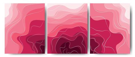 fondo elegante con elementos blancos de línea ondulada en tono rosa. corte de papel 3d. ilustración vectorial para el diseño. una rosa espectacular. vector
