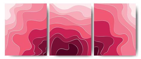 Elegant background with wave line white elements on pink shade. 3d paper cut. Vector illustration for design. An amazing rose.