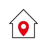home with location pin icon vector