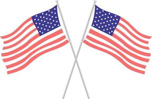 Pair of national American flags semi flat color vector object