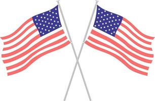 Pair of national American flags semi flat color vector object