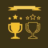 ilustración de trofeo, campeón, tres estrellas, victoria, olimpiadas, orgullo, premio. vector