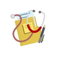 Set of medical objects. Paper file folder with diagnostics and analysis. vector