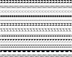 Set of vector ethnic seamless pattern. Ornament bracelet maori tattoo style. Horizontal pattern.