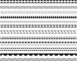 Set of vector ethnic seamless pattern. Ornament bracelet maori tattoo style. Horizontal pattern.