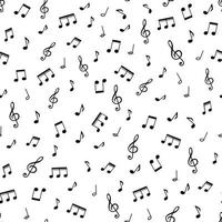 Seamless pattern with musical notes on a white background.