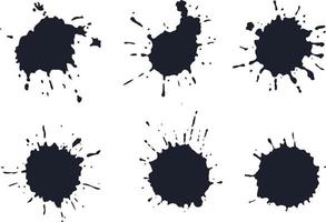 Set of black ink blots. Ink splash collection.