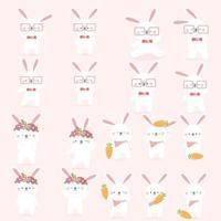 Easter bunny cute rabbit cartoon character. vector