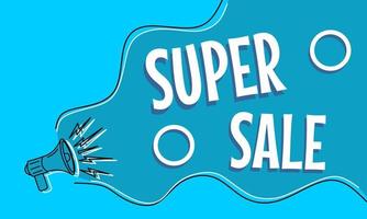 blue super sale banner with flowing water background illustration. suitable for advertising design vector