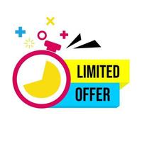 limited offer advertising badge with clock illustration. suitable for discount promotion design vector