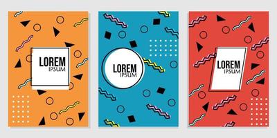 Memphis style cover set. designs with trendy and dynamic backgrounds. used for school book covers vector