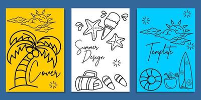 set cover with summer icon elements. used for book covers, magazines, invitations vector