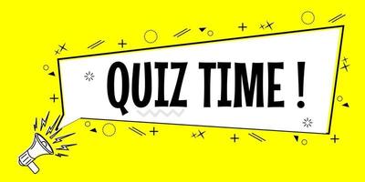 yellow quiz time banner with comic style background. suitable for use for promotional designs vector