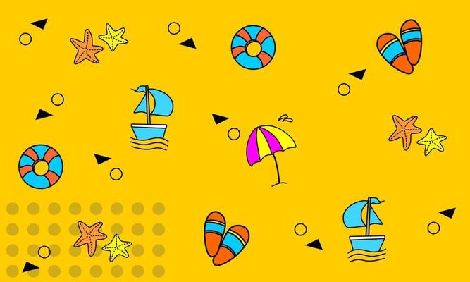 orange background with summer icon elements. cute designs for kids