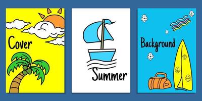 conjunto de portadas de libros infantiles con temática de verano. lindo diseño de dibujos animados vector