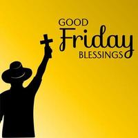 yellow good friday blessings poster with silhouette human ornament vector