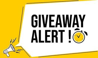 yellow banner with giveaway alert text. flat design for event promotion vector