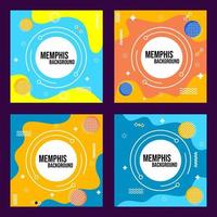 memphis style social media template design. used for cheerful and colorful feed designs vector