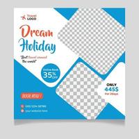 Dream holiday social media post template vector
