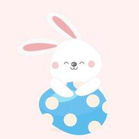 Easter bunny with egg cute rabbit. vector