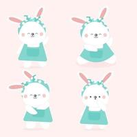 Set cute rabbit. vector