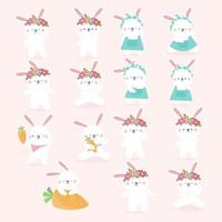 conejito de pascua lindo personaje de dibujos animados de conejo. vector