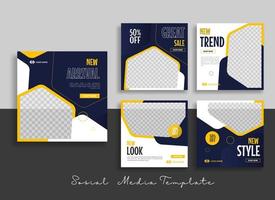 Sosial media post template with blue and yellow colour background vector