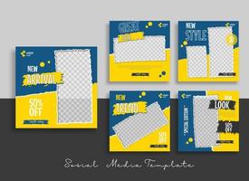 Creative sosial media post template with black and yellow strip background vector