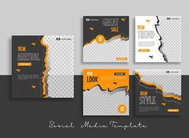 Sosial media post template with orange colour and black background vector