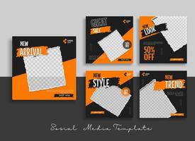 Creative sosial media post template with black and yellow strip background vector