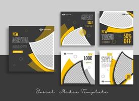 Creative sosial media post template with black and orange strip colour blackgorund vector