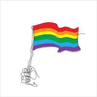 continuous line drawing rainbow flag illustration vector isolated