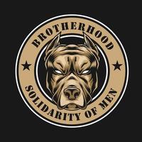 Brotherhood logo with pitbull head design vector