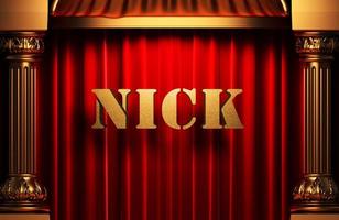 nick golden word on red curtain photo