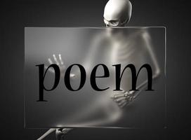 poem word on glass and skeleton photo