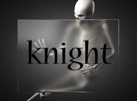 knight word on glass and skeleton photo