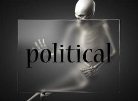 political word on glass and skeleton photo