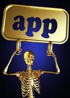 app word and golden skeleton photo