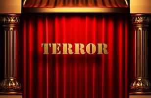 terror golden word on red curtain photo