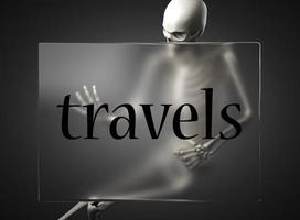 travels word on glass and skeleton photo