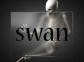 swan word on glass and skeleton photo